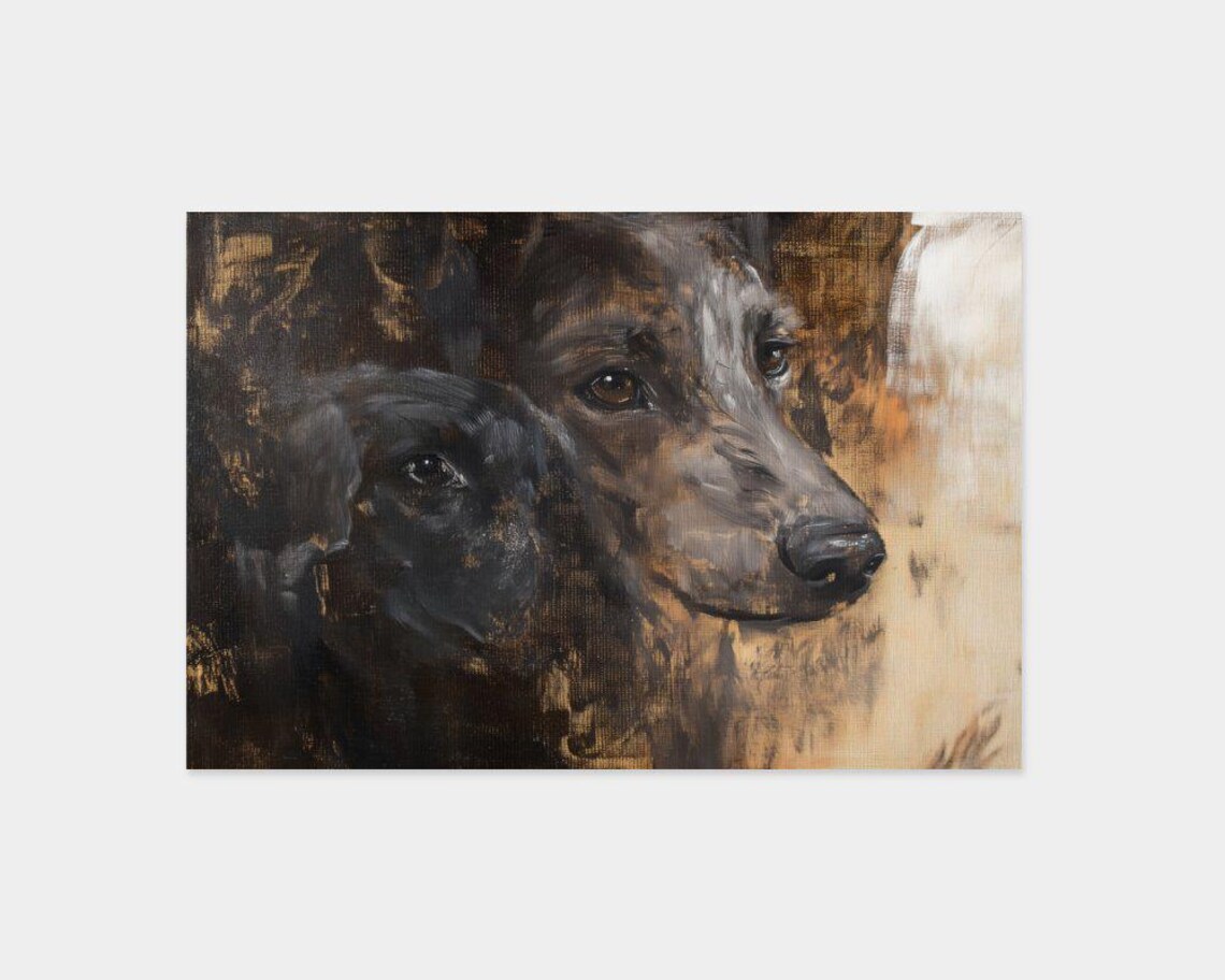 Soulful Black Dog Portrait Moody Oil Painting Pet Art Poster - Image 2