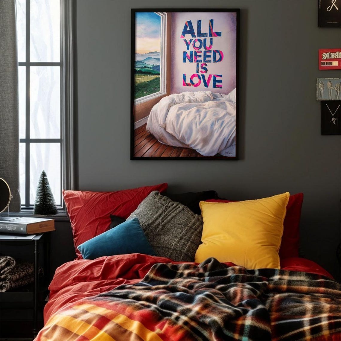 All You Need Is Love Quote Graffiti Bedroom Motivational Poster - Image 2