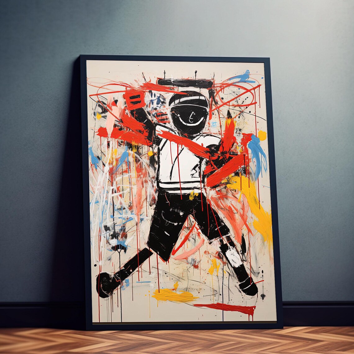 Astronaut In Colorful Chaos Street Art Graffiti Portrait Poster - Image 3