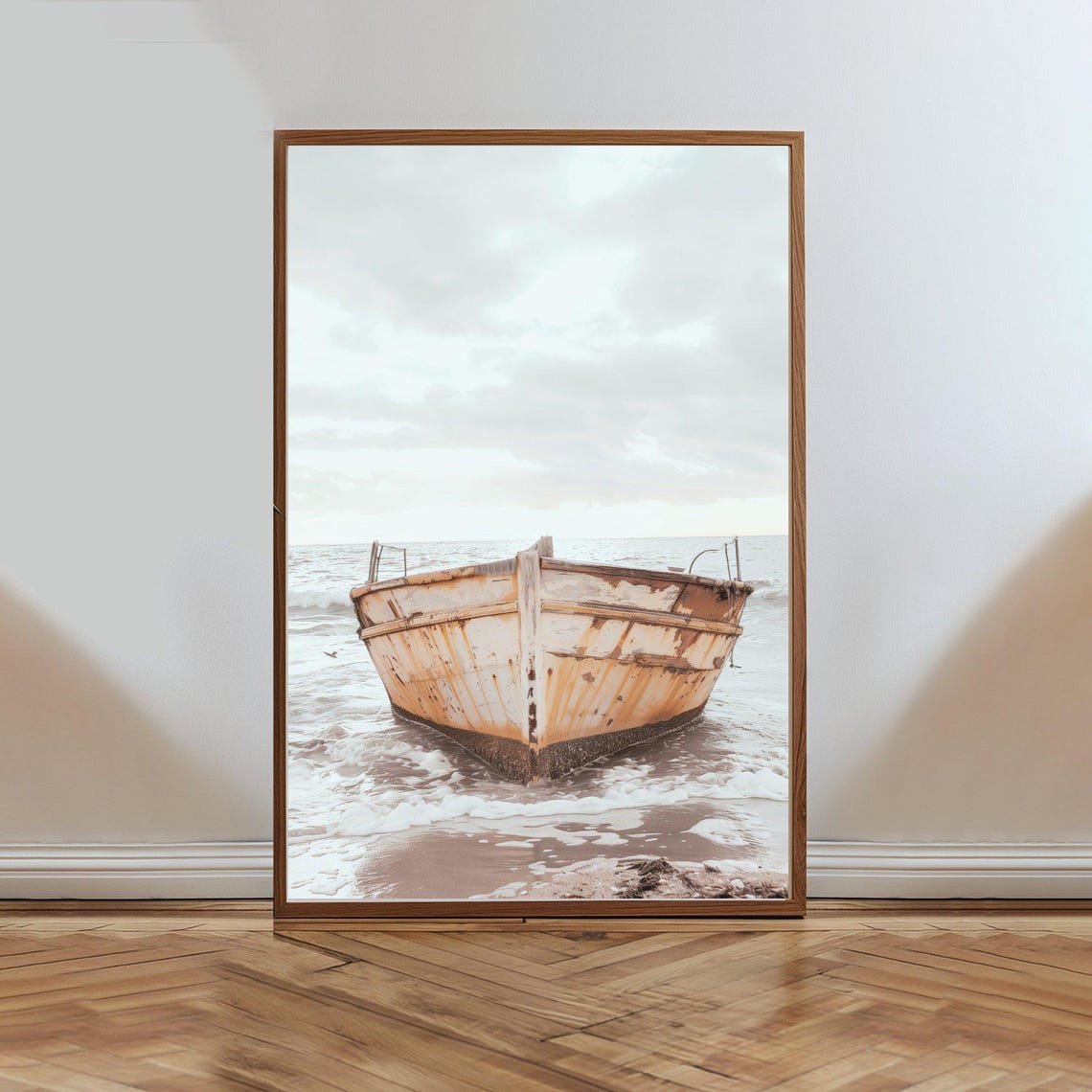 Weathered Boat Hull Vintage Coastal Beach Ocean Photography Poster