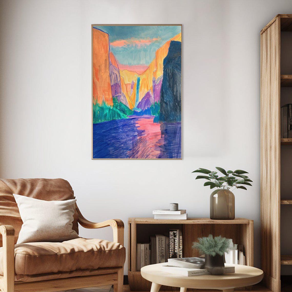 Bold Abstract Canyon Landscape Orange Cliffs Art Painting Poster - Image 2