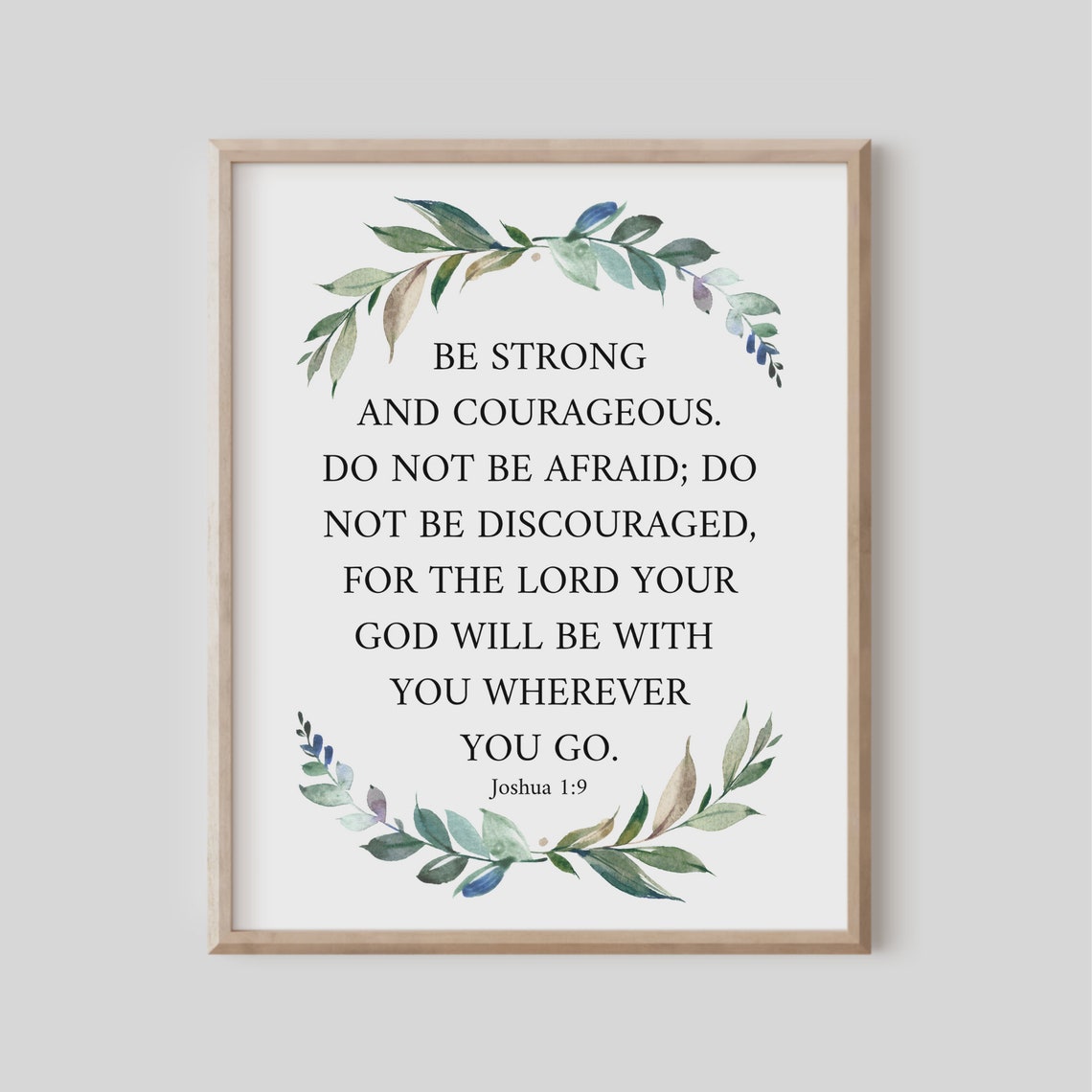 Joshua 1 9 Be Strong And Courageous Botanical Scripture Poster