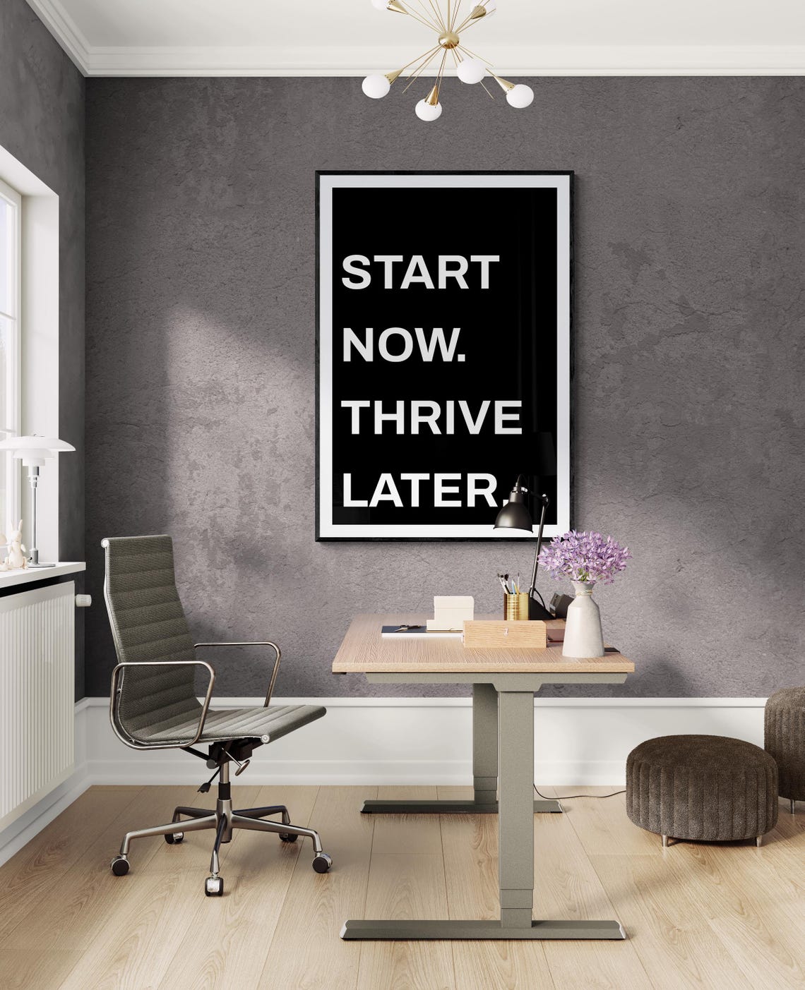 Start Now Thrive Later No Excuses Action Mindset Quote Poster Art - Image 2