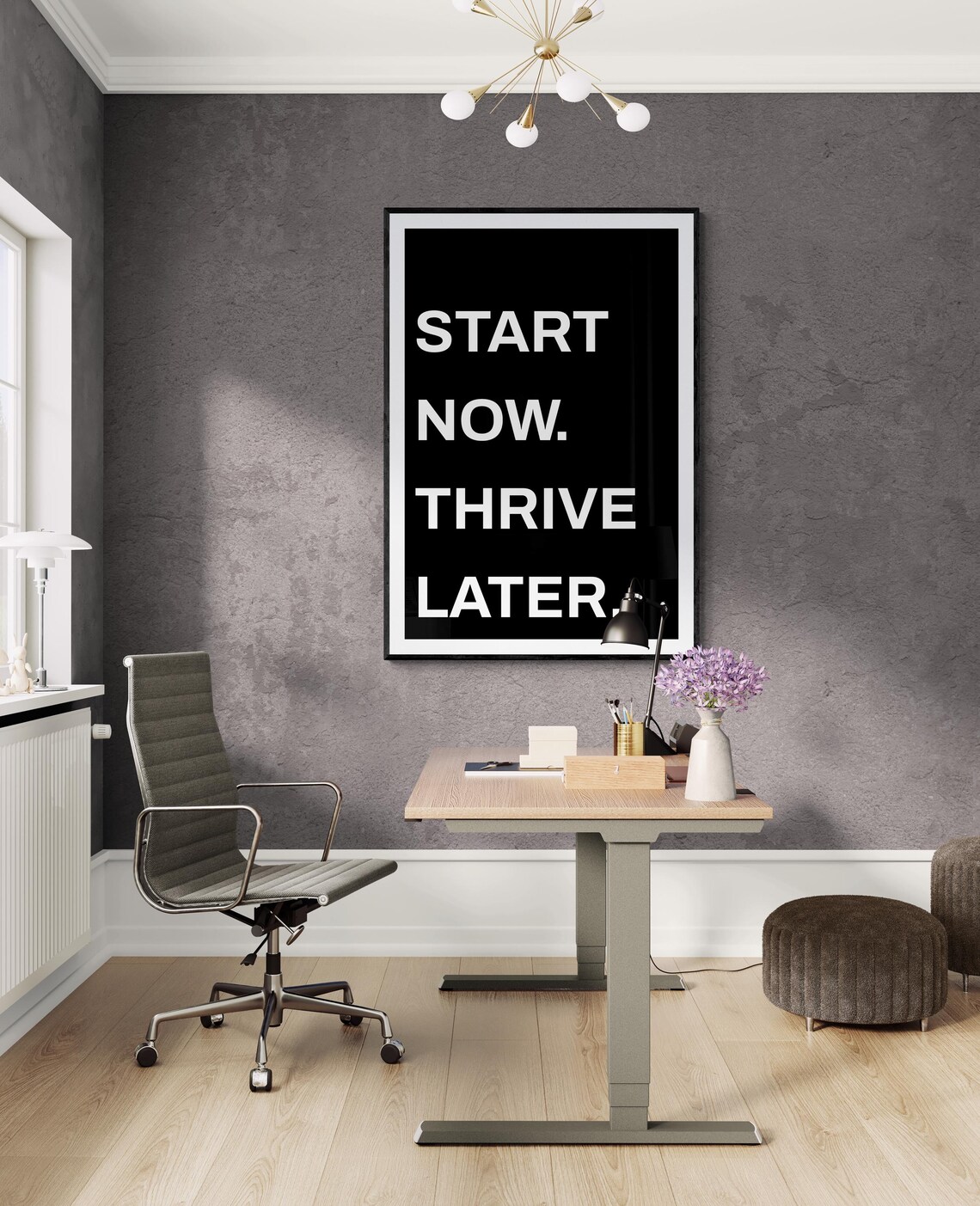Start Now Thrive Later Work Mindset Motivational Wall Art Hustle Inspiration Growth Execute Passion Success New Year - Image 2