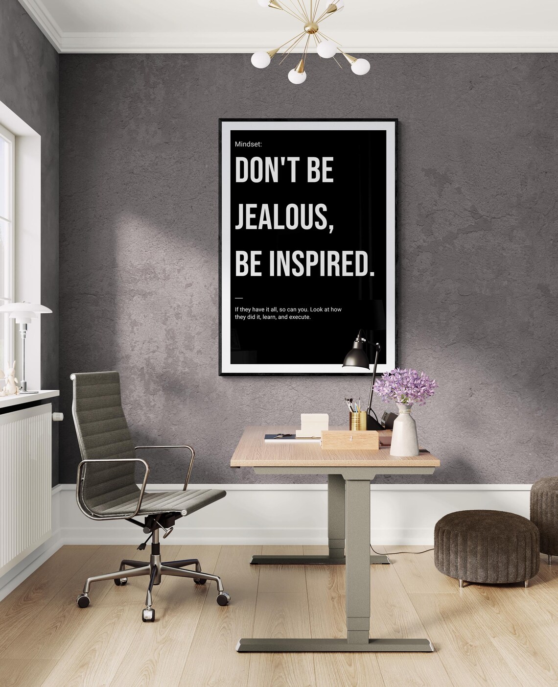 Dont Be Jealous Be Inspired Mindset Motivational Wall Art Hustle Success Inspiration Hard Inspirational Growth Execute - Image 2