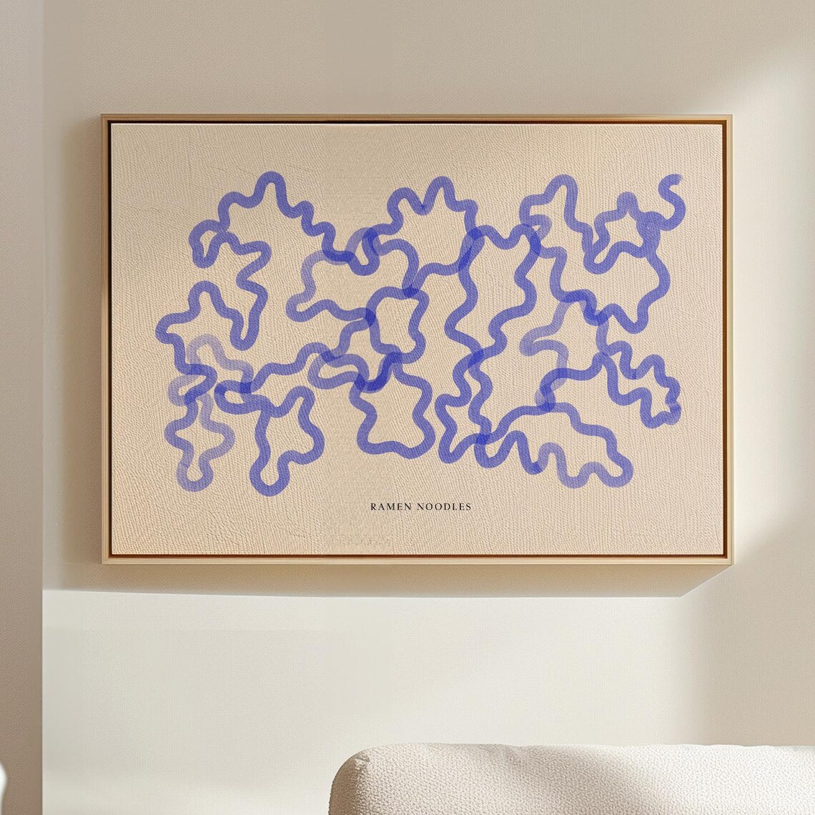 Ramen Noodles Abstract Swirl Blue Linen Kitchen Foodie Gift Poster