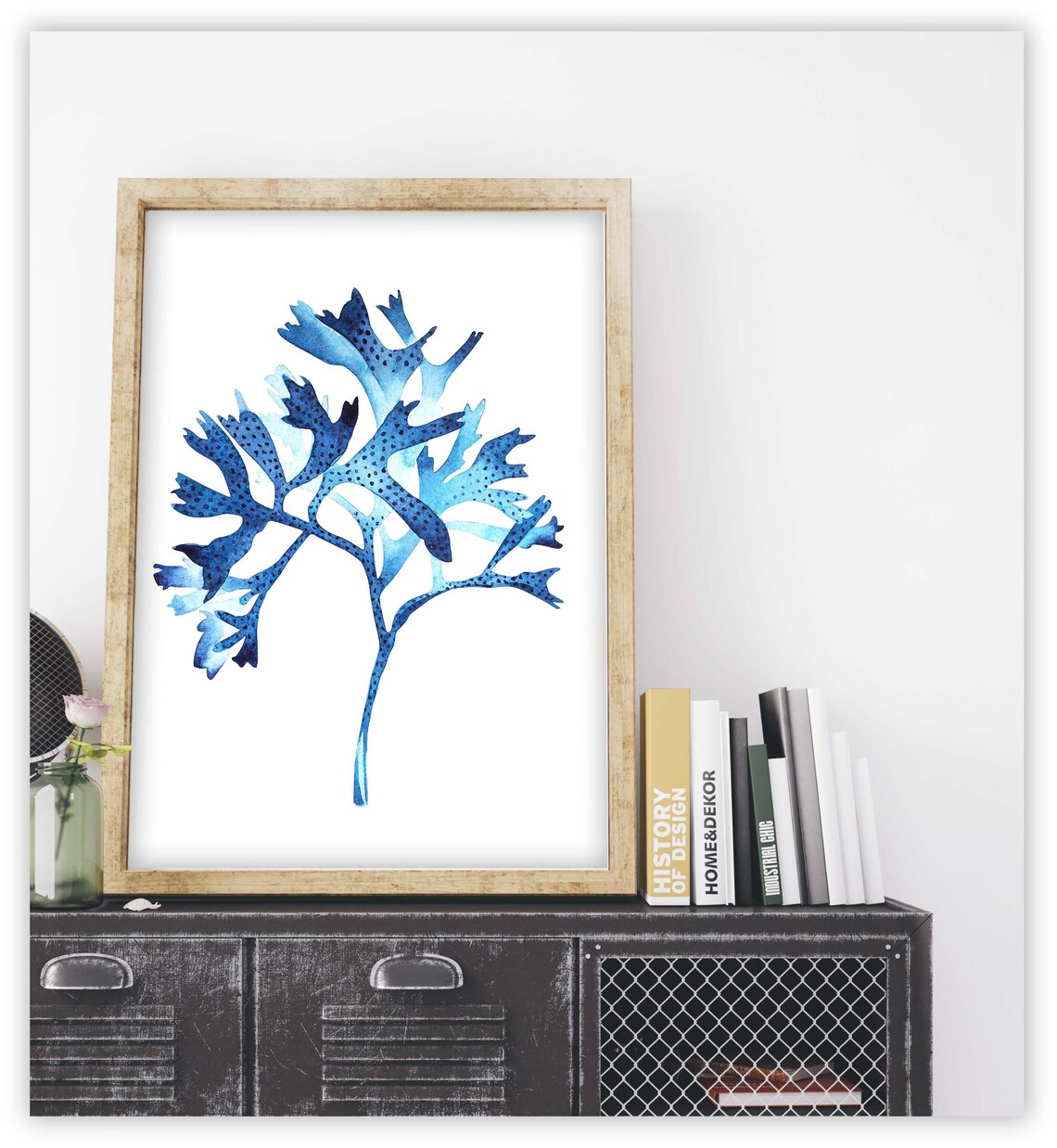 Art Watercolor Blue Coral Seaweed - Image 3