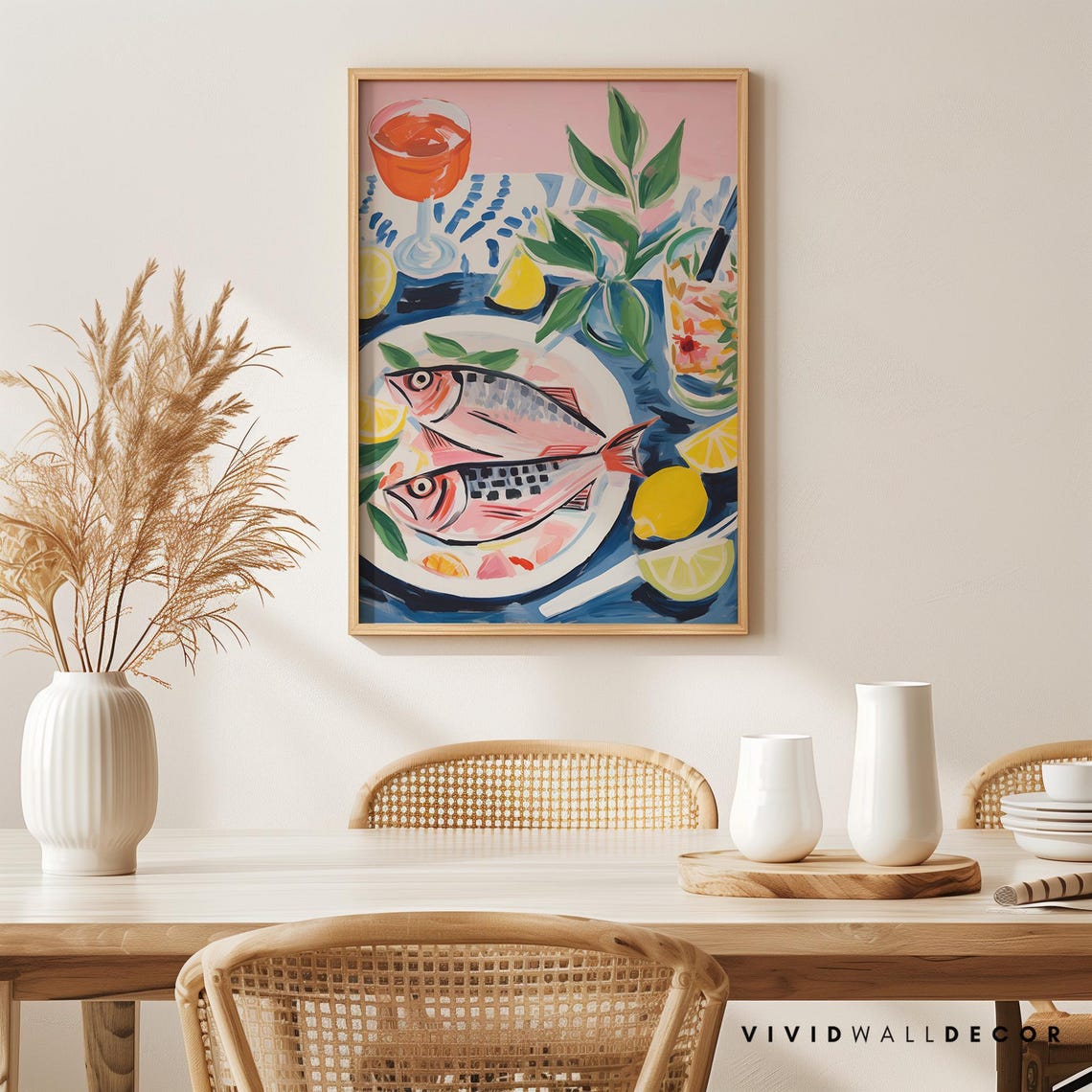 Vibrant Sardines on Plate with Lemons Coastal Kitchen Art Poster - Image 4