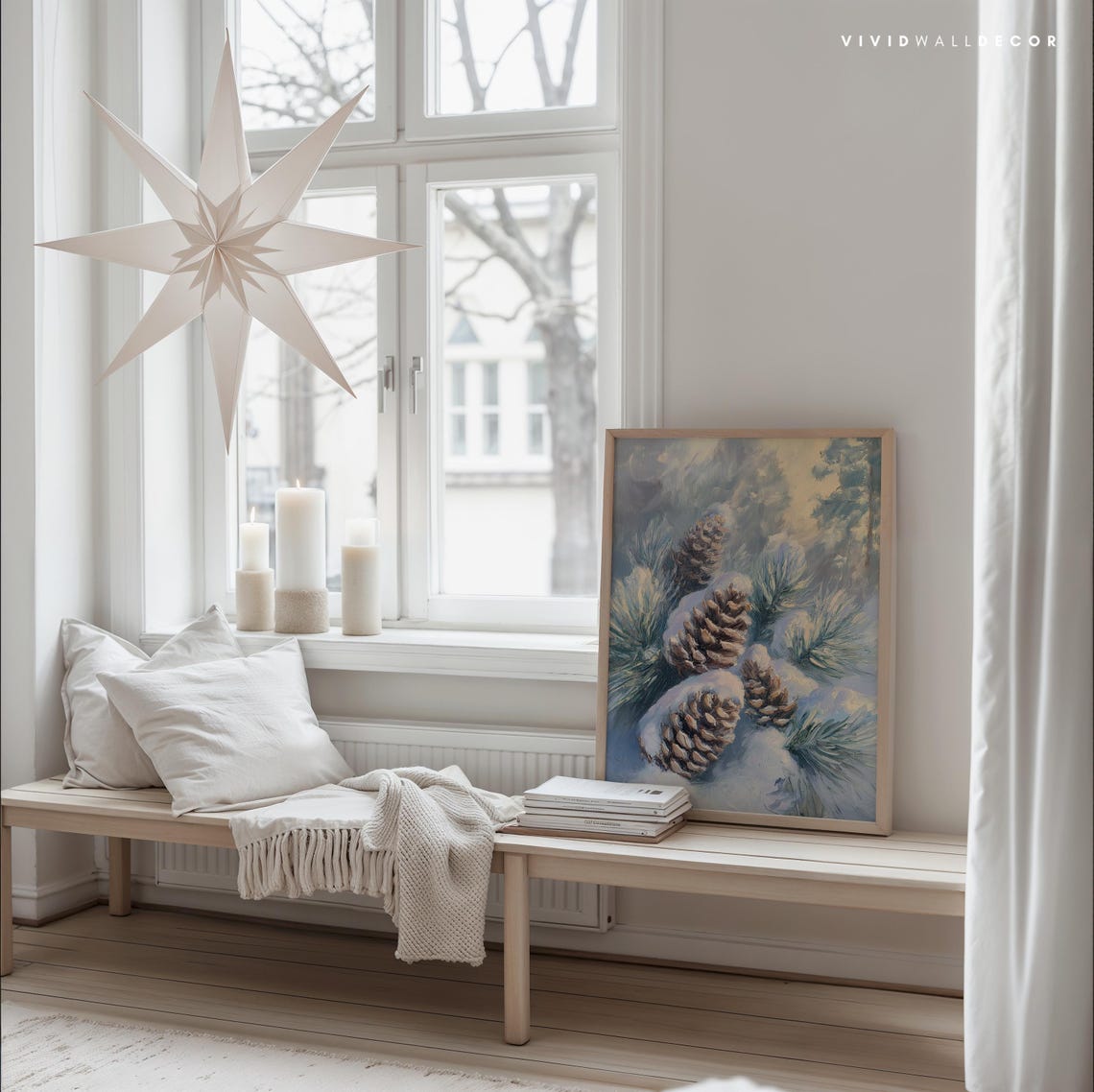 Snow Covered Pinecones Resting On Frosty Pine Branches Winter Poster - Image 3