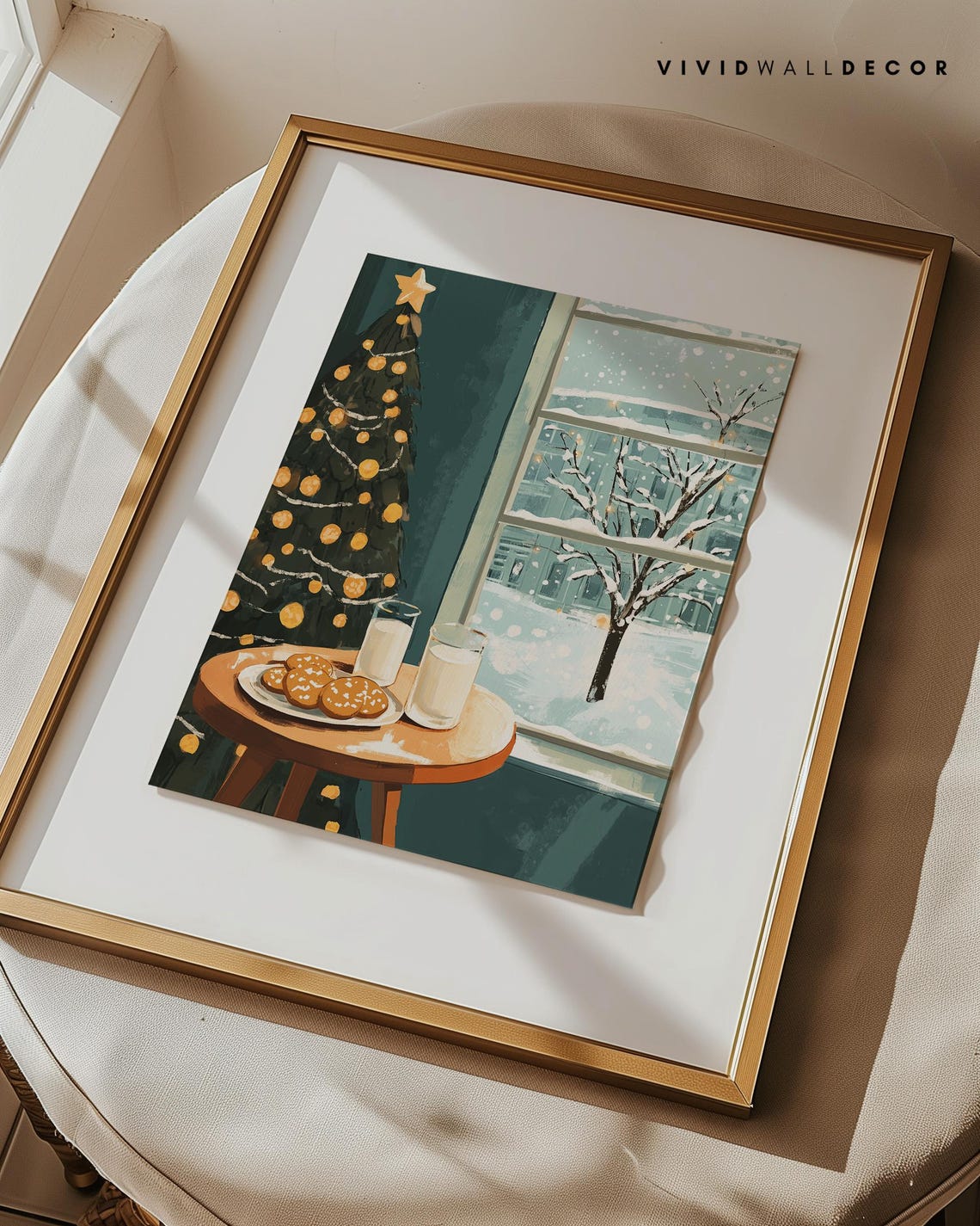 Milk and Cookies by the Christmas Tree Cozy Winter Night Poster - Image 3