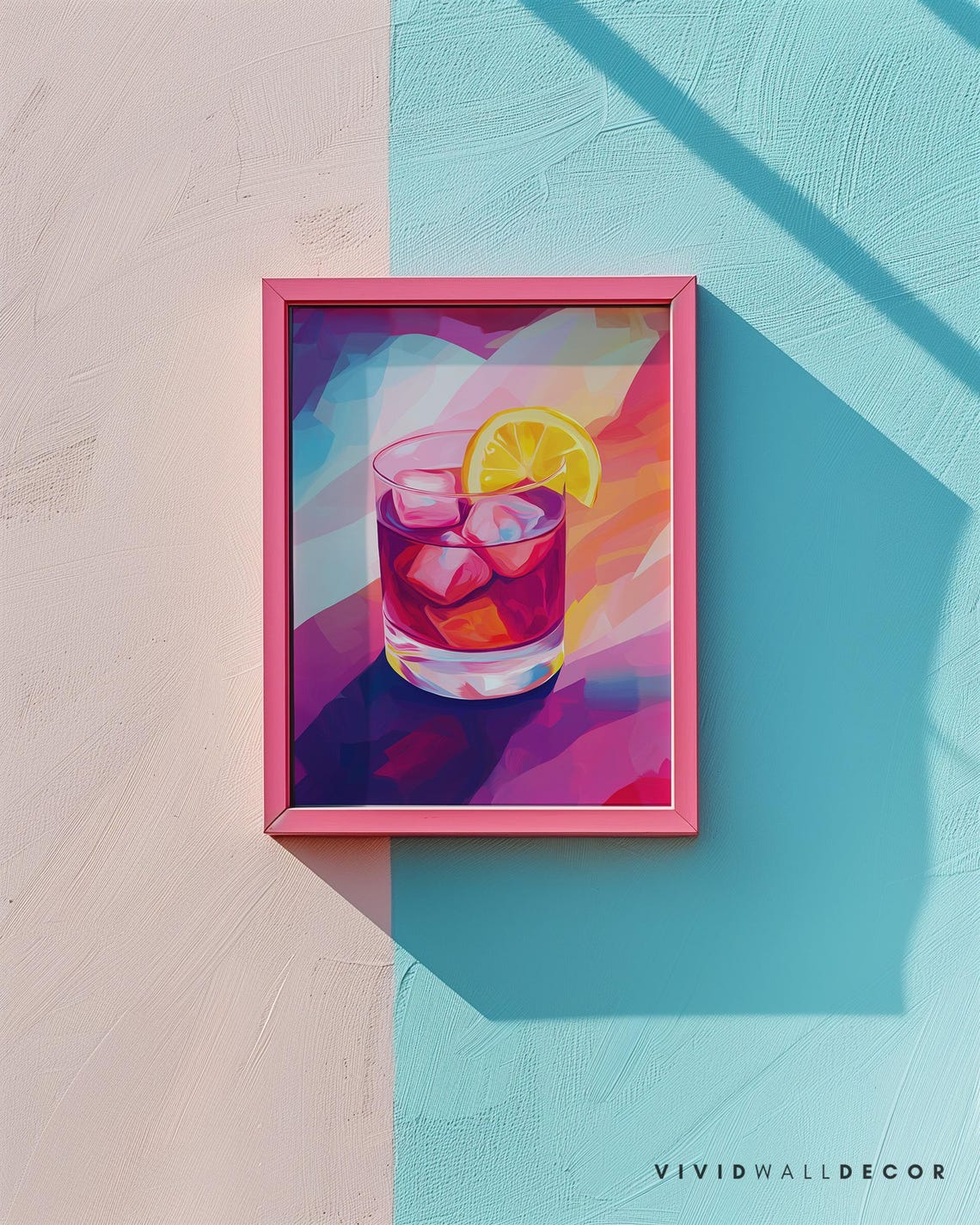 Colorful Pink Citrus Cocktail With Ice Modern Bar Art Poster - Image 2
