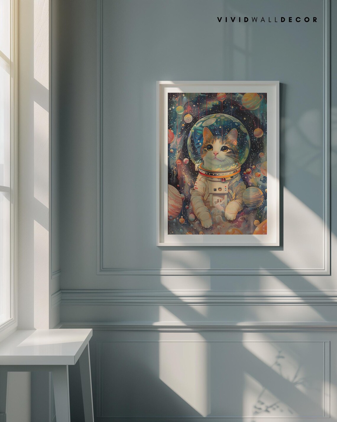 Space Cat Astronaut Kitty Art Print, Nursery Decor - Image 2