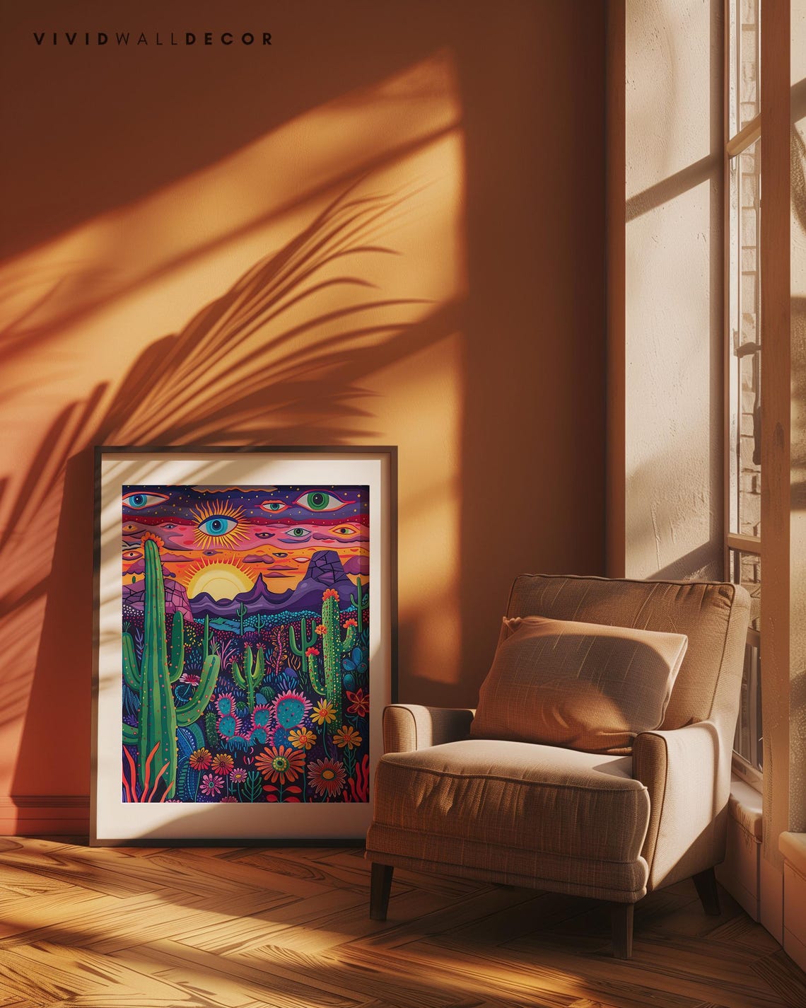 Surreal Desert Sunset Cactus Psychedelic Dreamscape Wall Poster - Image 3