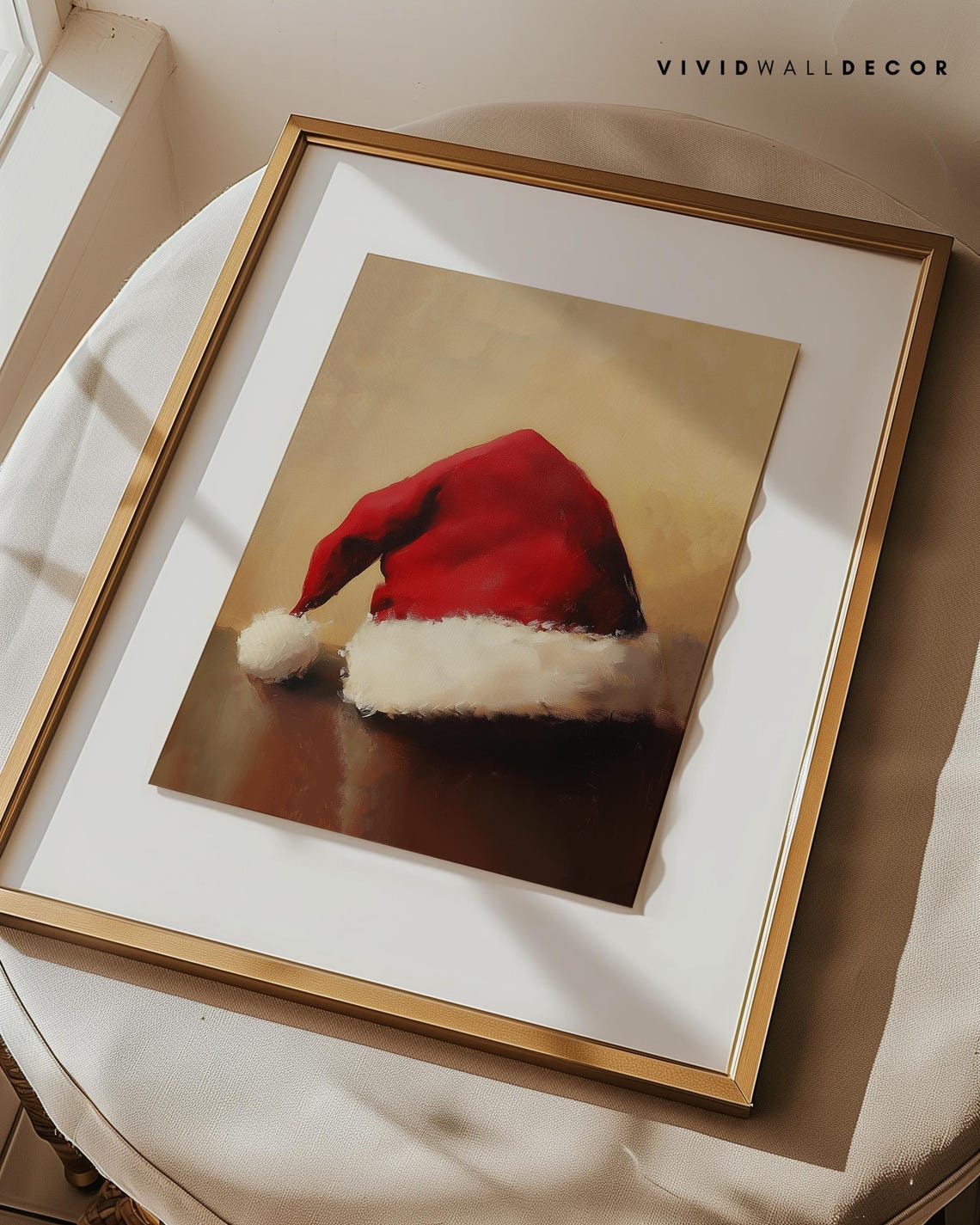 Red Santa Hat Still Life On Dark Wood Moody Christmas Poster - Image 2