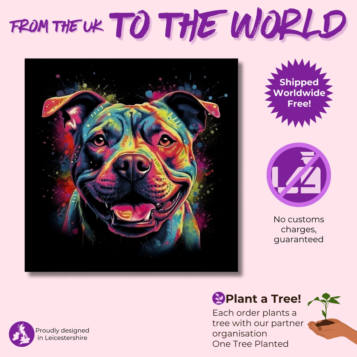 Staffordshire Bull Terrier Abstract Dog Art Print - Image 3