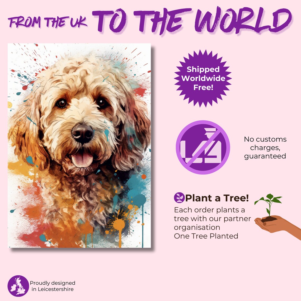 Watercolor Cockapoo Dog Art Print, Abstract Splash - Image 2