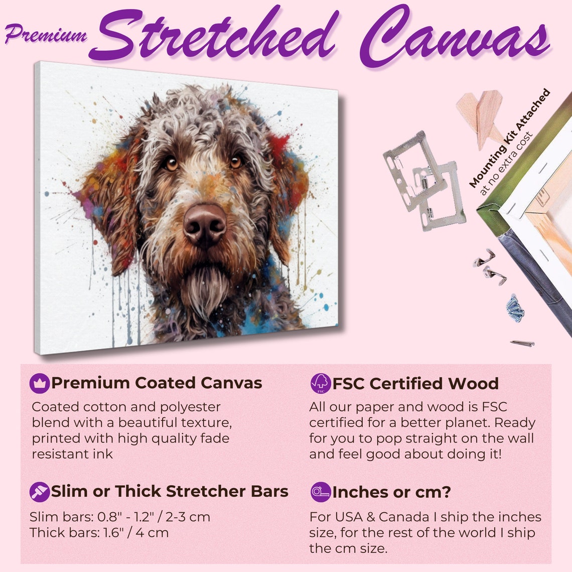 Lagotto Romagnolo Colourful Paint Splash Curly Dog Close Up Poster - Image 2