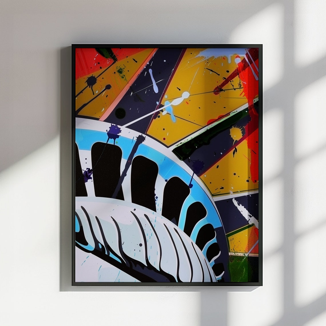 Statue Of Liberty Close Up New York City Poster Print Graffiti Painting Paint Splash Cityscape Abstract Travel Gift Manhattan America Usa