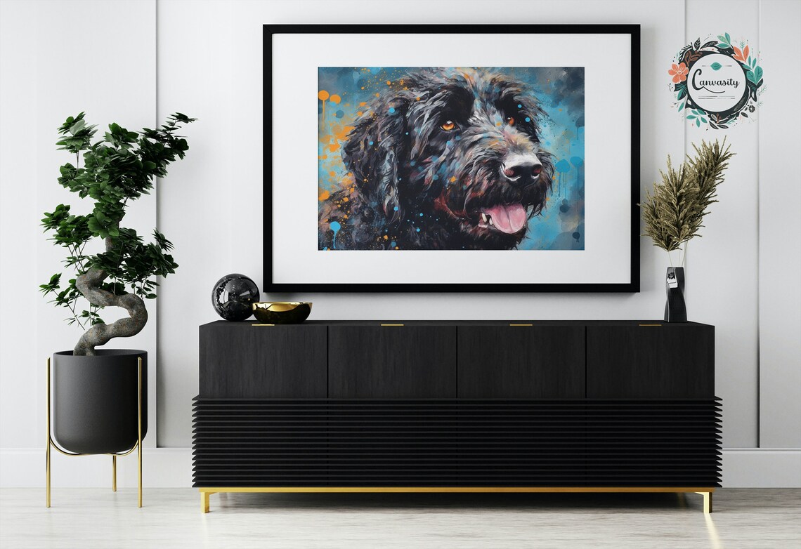 Black Labradoodle and Blue Goldendoodle Art Print - Image 3