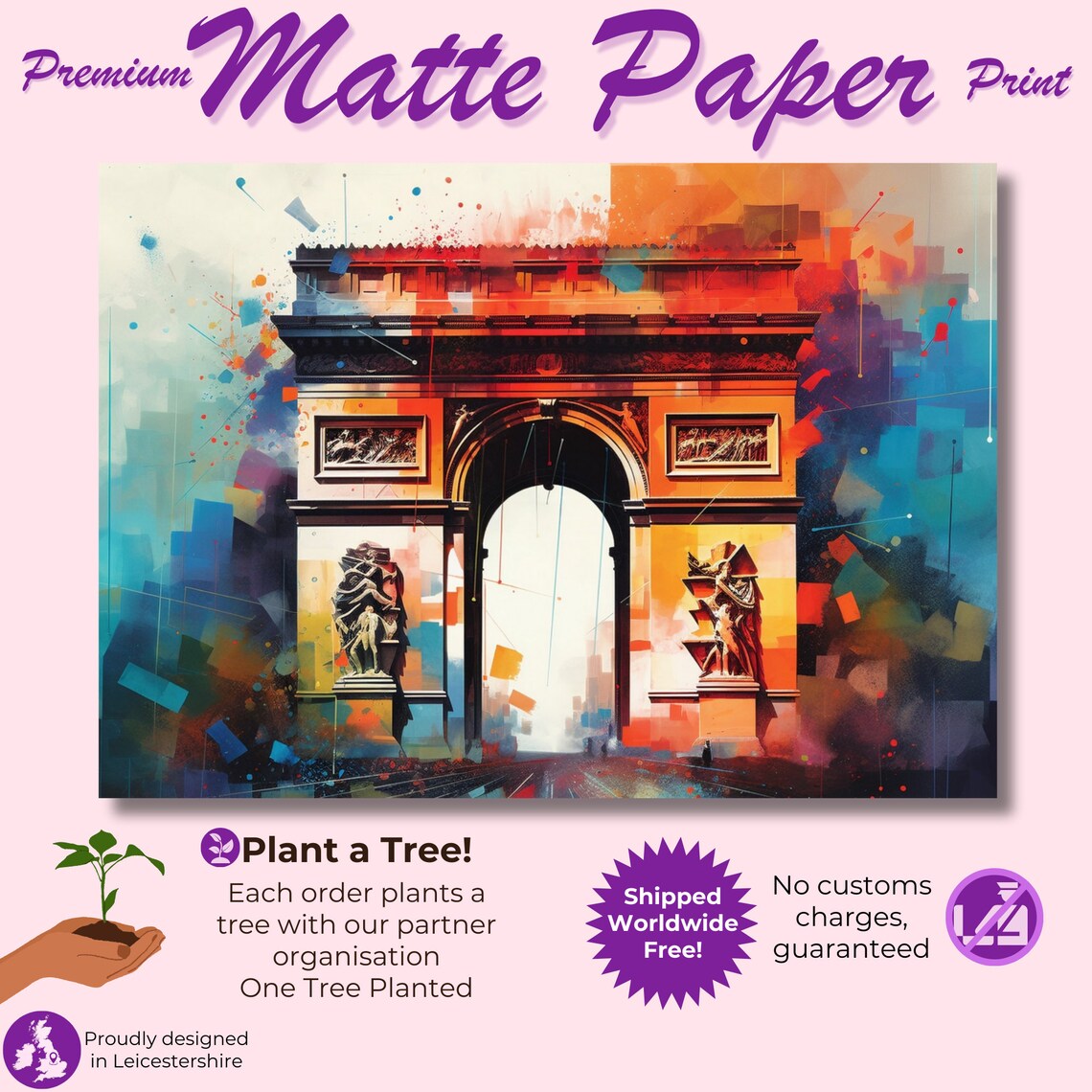 Arc de Triomphe Golden Hour Warm Geometric Paris Landmark Poster - Image 3