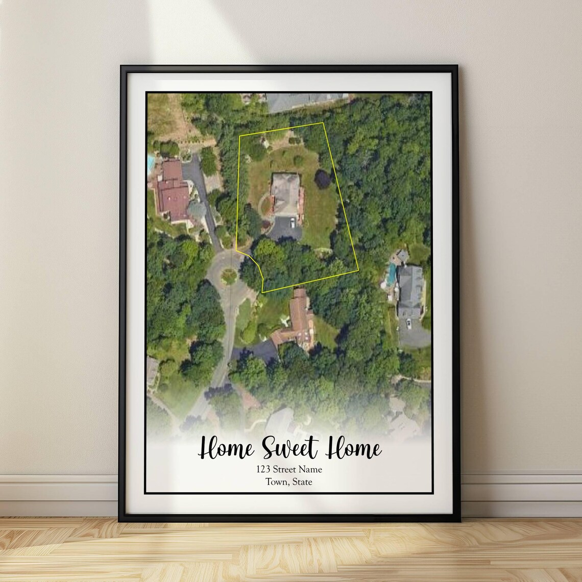 Custom Property Map Parcel Lines, Realtor Gift Art Print