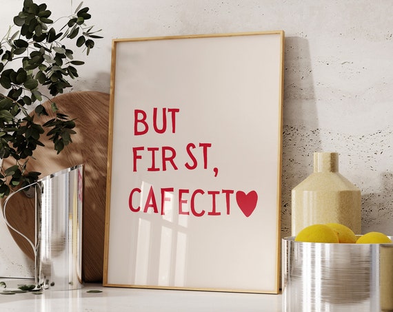 Spanish Coffee Art Print Minimalist Heart Poster Spanish Kitchen Decor Trendy Coffee Wall Art Cafecito Print 1 Print