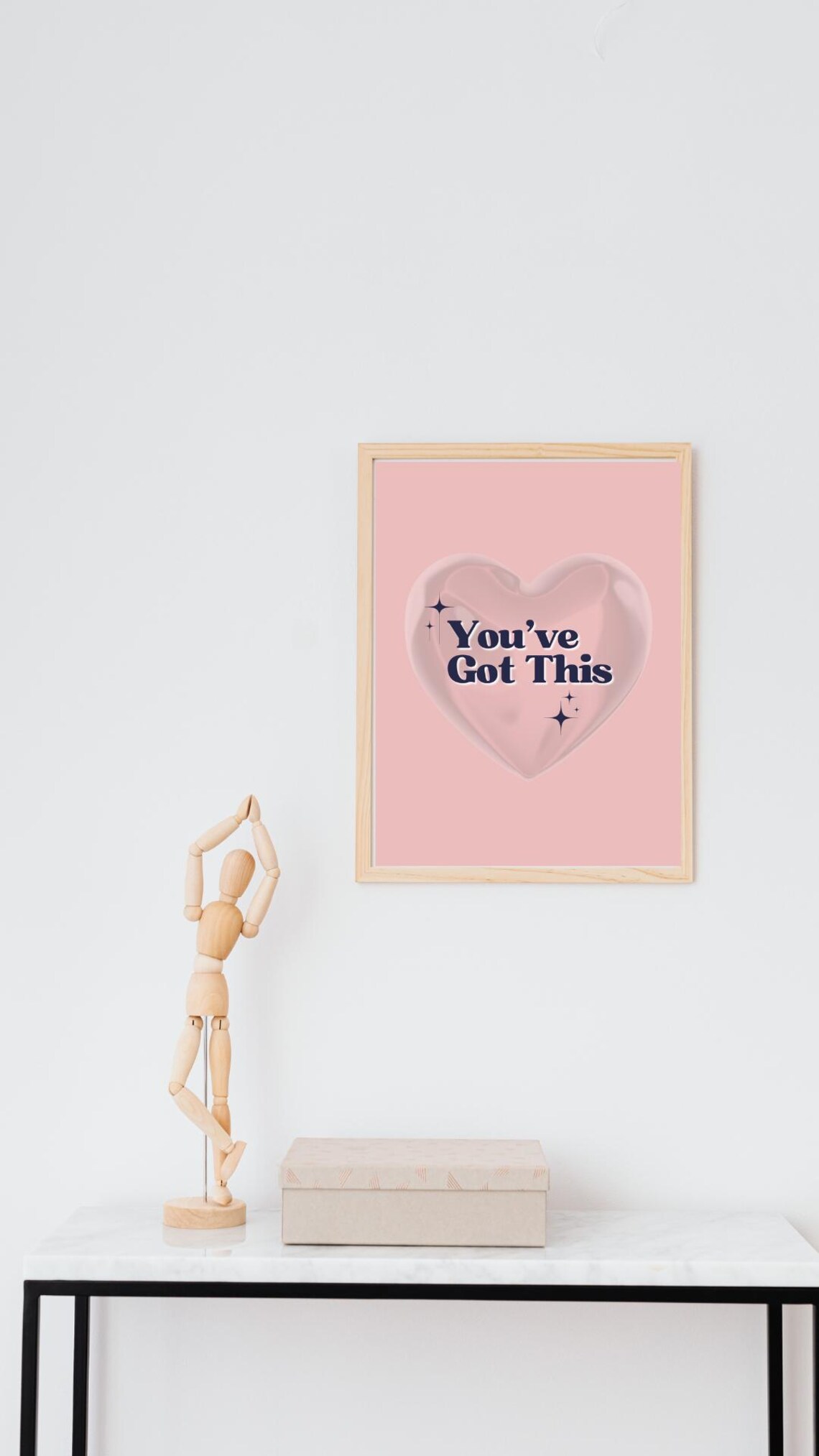 You Have Got This Navy Text Over Glossy Pink Bubble Heart Poster - Image 2