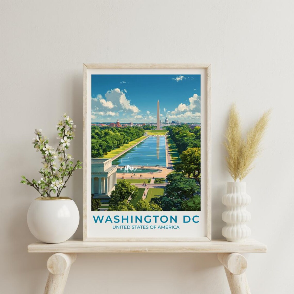 Washington DC Vintage Travel Poster, Scenic Tourist