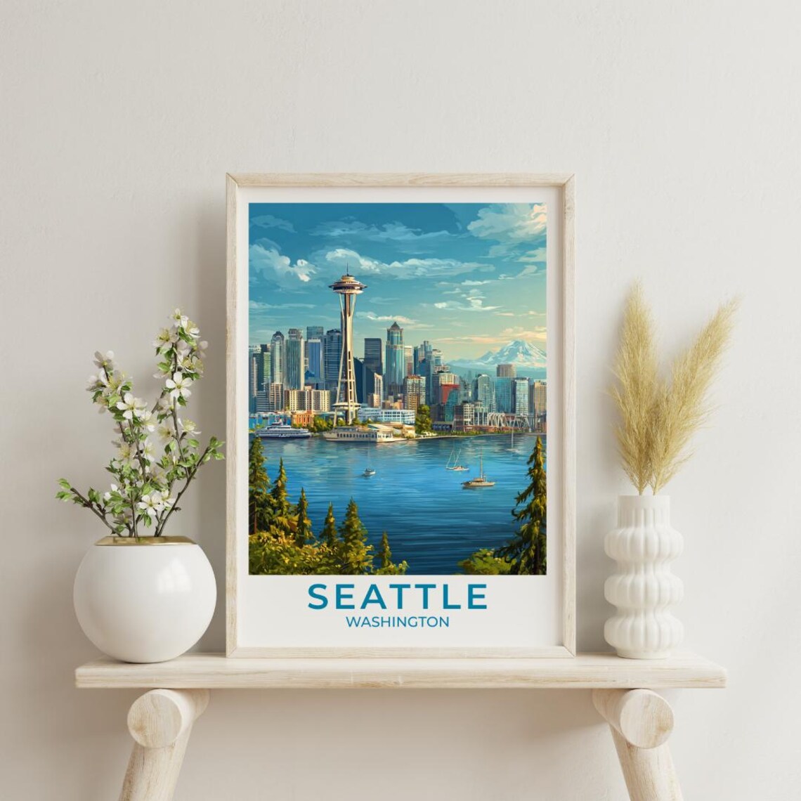 Seattle Vintage Travel Poster, Washington Scenic Art Print