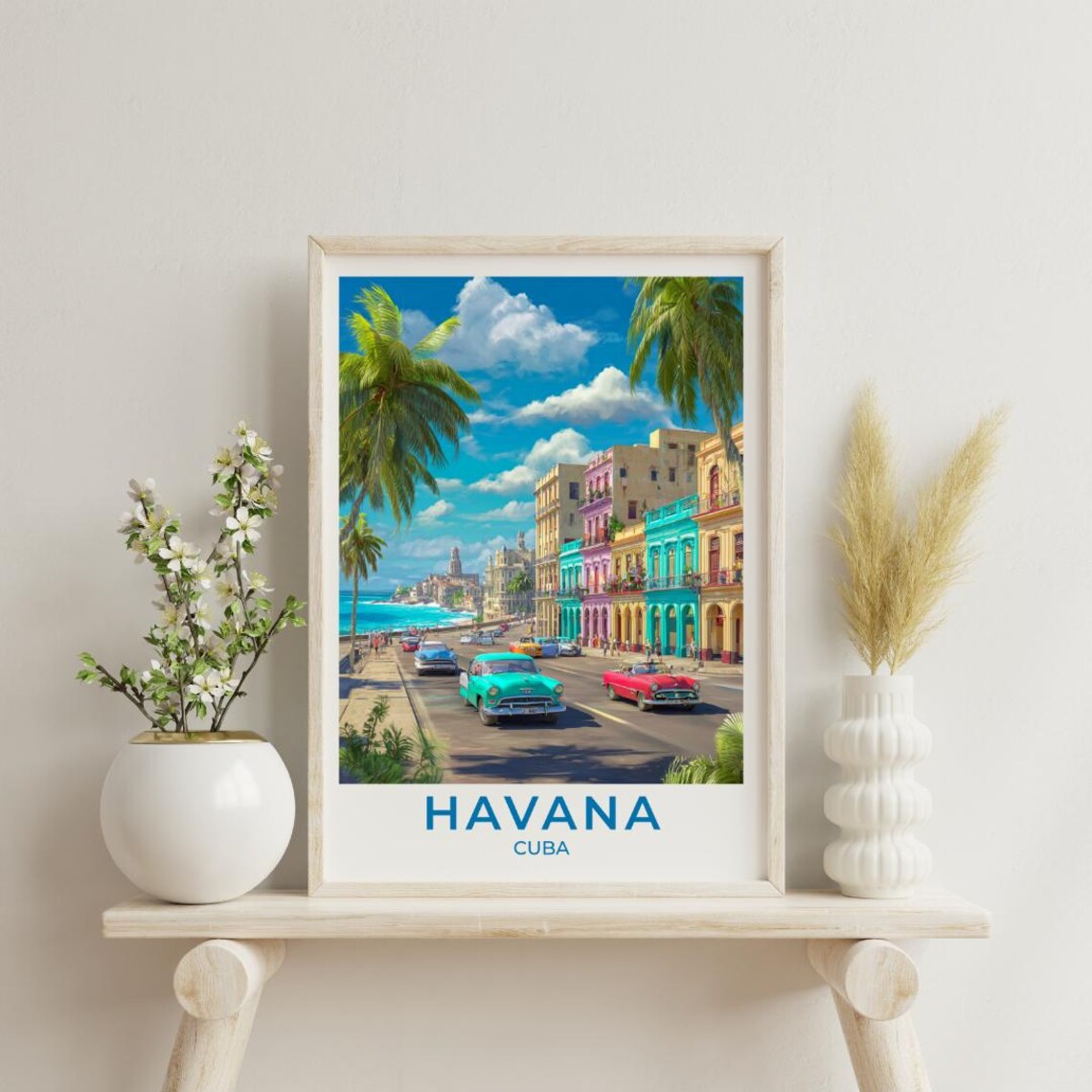 Havana Vintage Travel Poster, Scenic Tourist Art Print