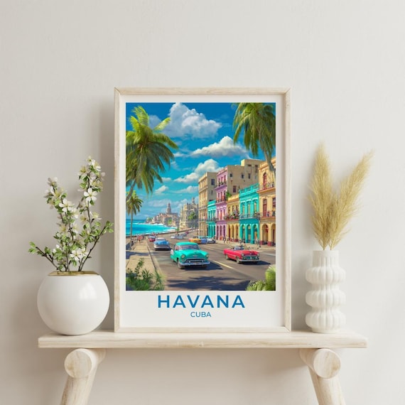Havana Vintage Travel Poster, Scenic Tourist Art Print