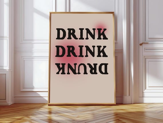 Drink Drank Drunk Print Bar Cart Wall Decor Drinking Print Bar Cart Accessories Bar Cart Print Kitchen Wall Art Funny Print