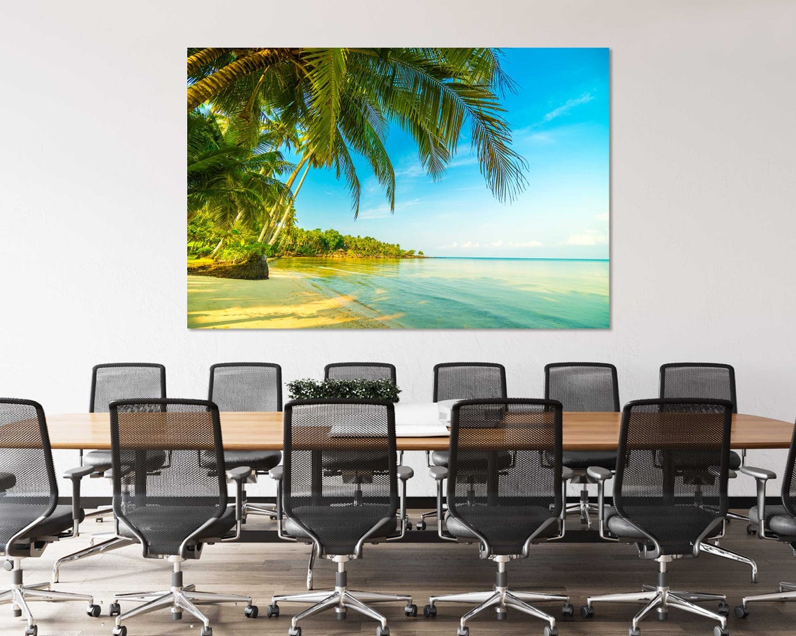 Tropical Island Paradise Beach Palm Trees Turquoise Sea Wall Poster - Image 4