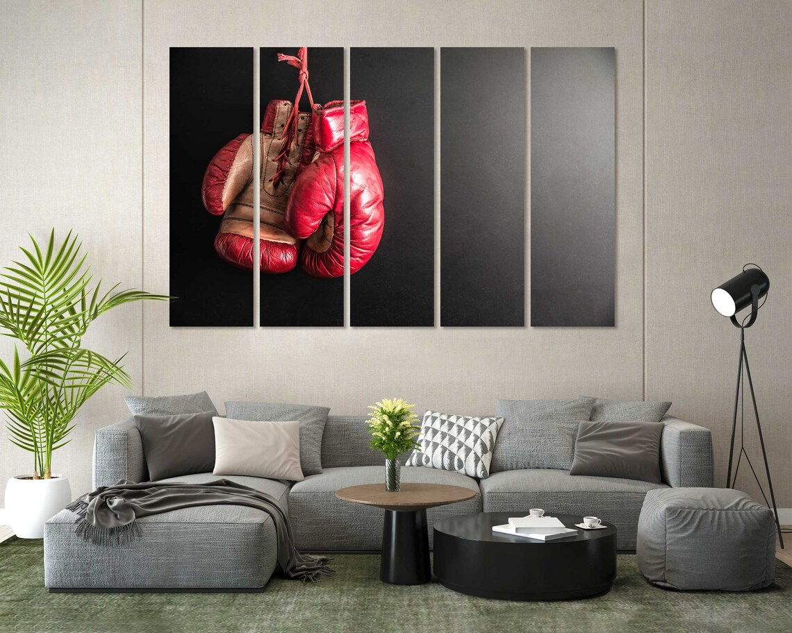Red Boxing Gloves Hanging Black Background Sports Fighter Wall Decor Poster - Image 7