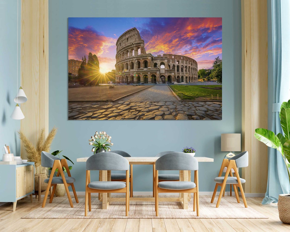 Colosseum Rome Italy At Sunrise With Dramatic Colorful Sky Poster - Image 3