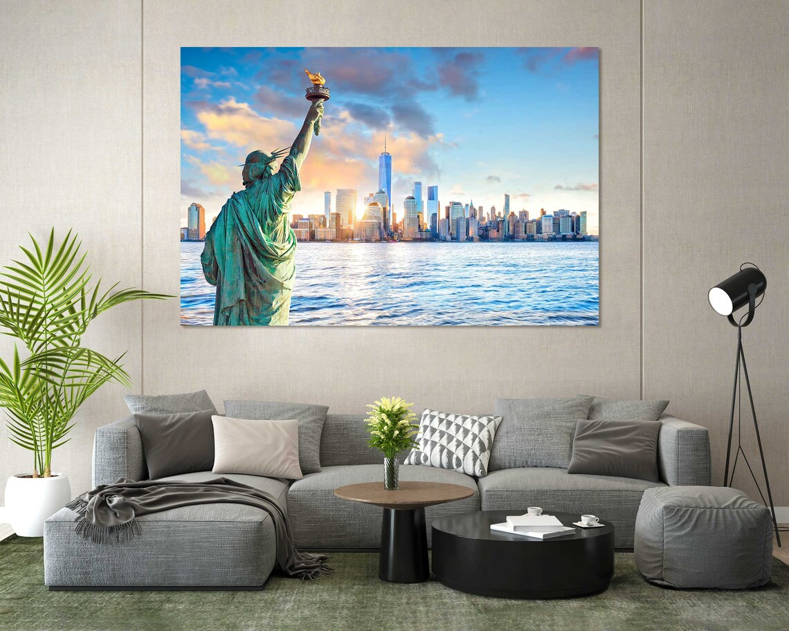 Statue of Liberty New York City Skyline Sunset Manhattan Poster