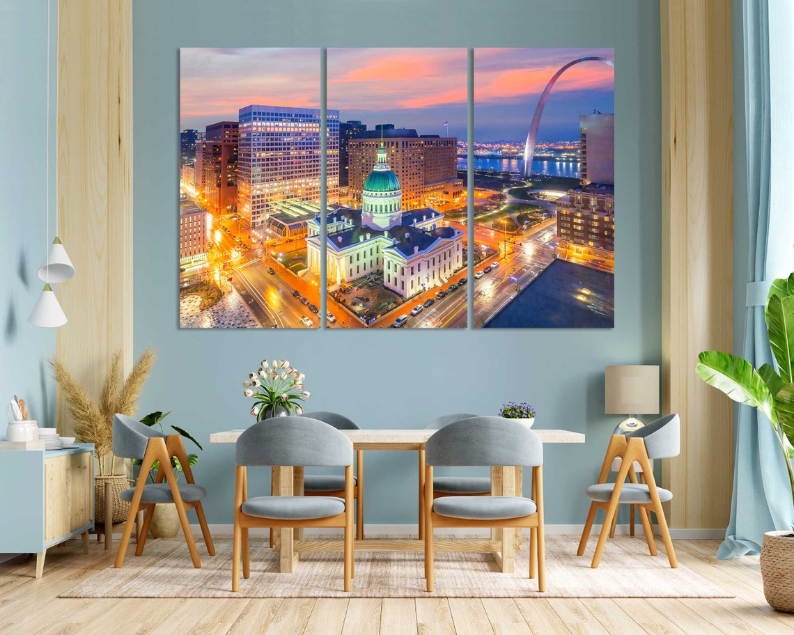 Saint Louis Missouri Downtown Dusk with Gateway Arch Skyline Poster - Image 3