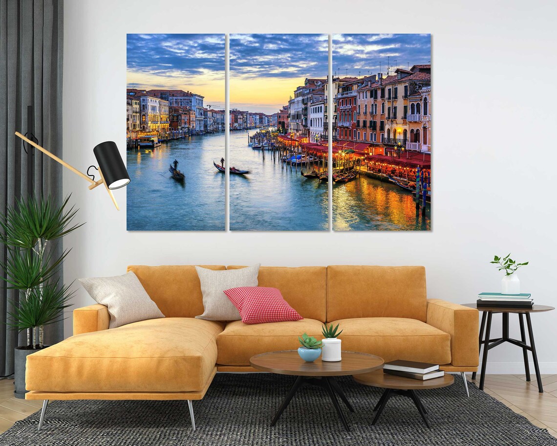 Venice Grand Canal Gondolas Sunset Colorful Waterfront Italy Poster - Image 5