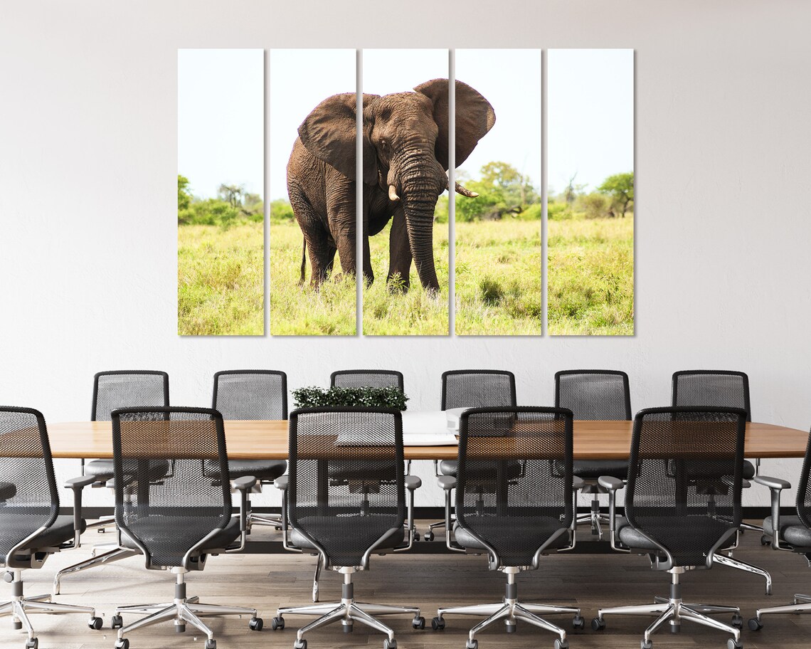 African Elephant Walking Grassland Savanna Wildlife Photography Poster - Image 4
