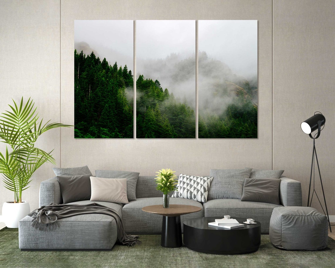 Misty Green Conifer Forest Mountain Fog Moody Nature Travel Poster - Image 7