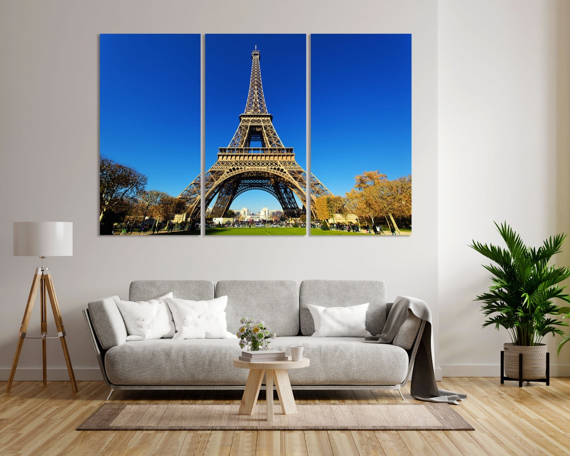 Eiffel Tower Paris Blue Sky Landmark View Autumn Day Travel Poster - Image 8