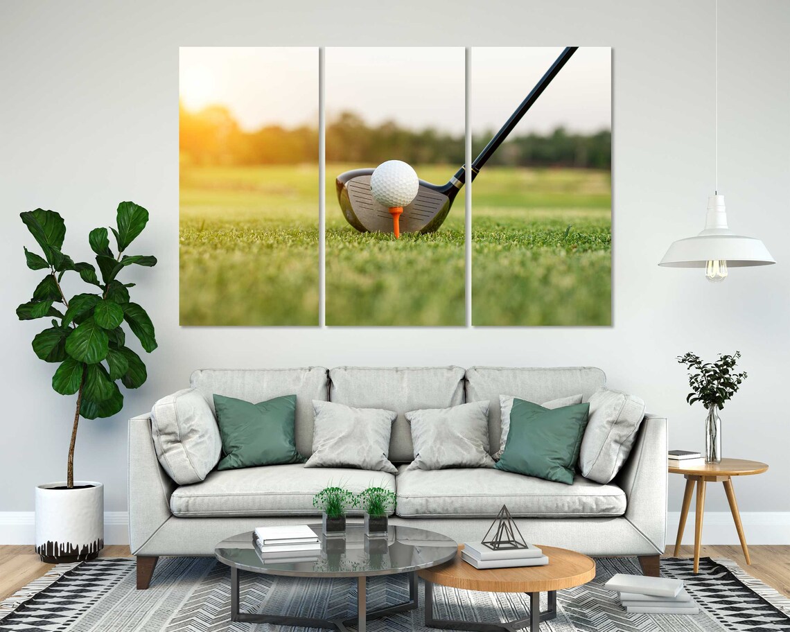 Golf Driver Club Ball On Tee Sunset Fairway Golden Light Poster - Image 8