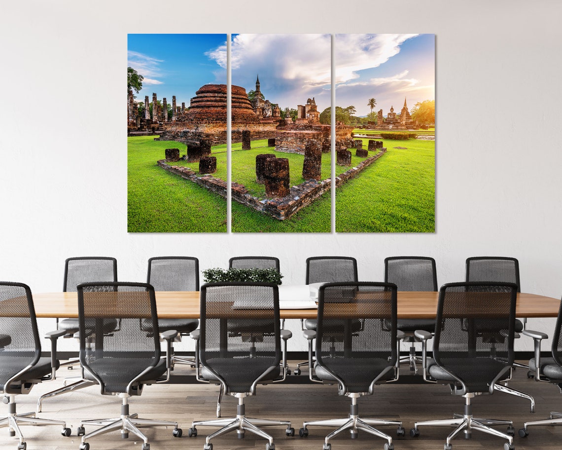 Sukhothai Historical Park Ancient Temple Ruins Sunset Thailand Poster - Image 4
