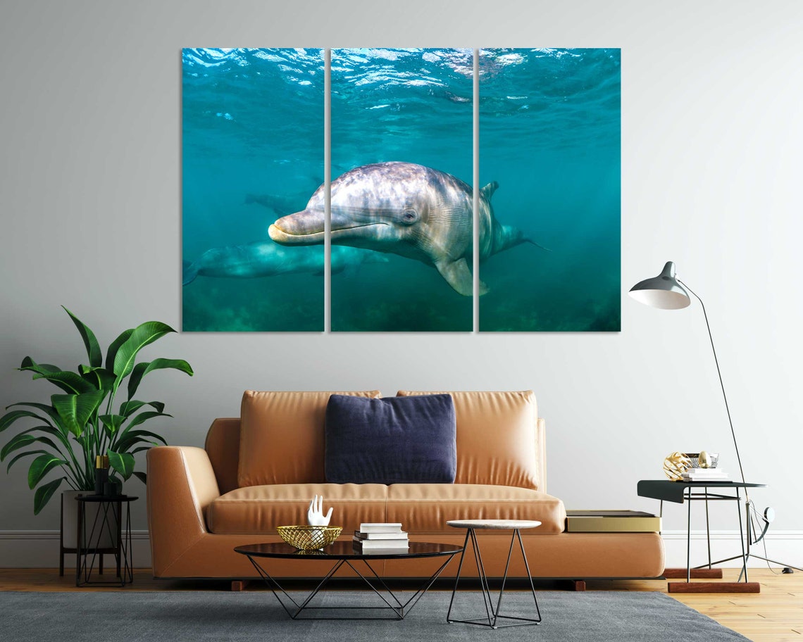 Smiling Bottlenose Dolphin Underwater Turquoise Ocean Wall Poster - Image 7
