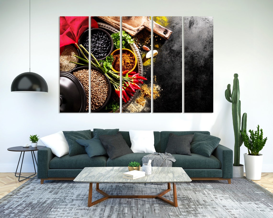Spicy Cooking Ingredients Chili Peppers Herbs Dark Kitchen Poster - Image 2
