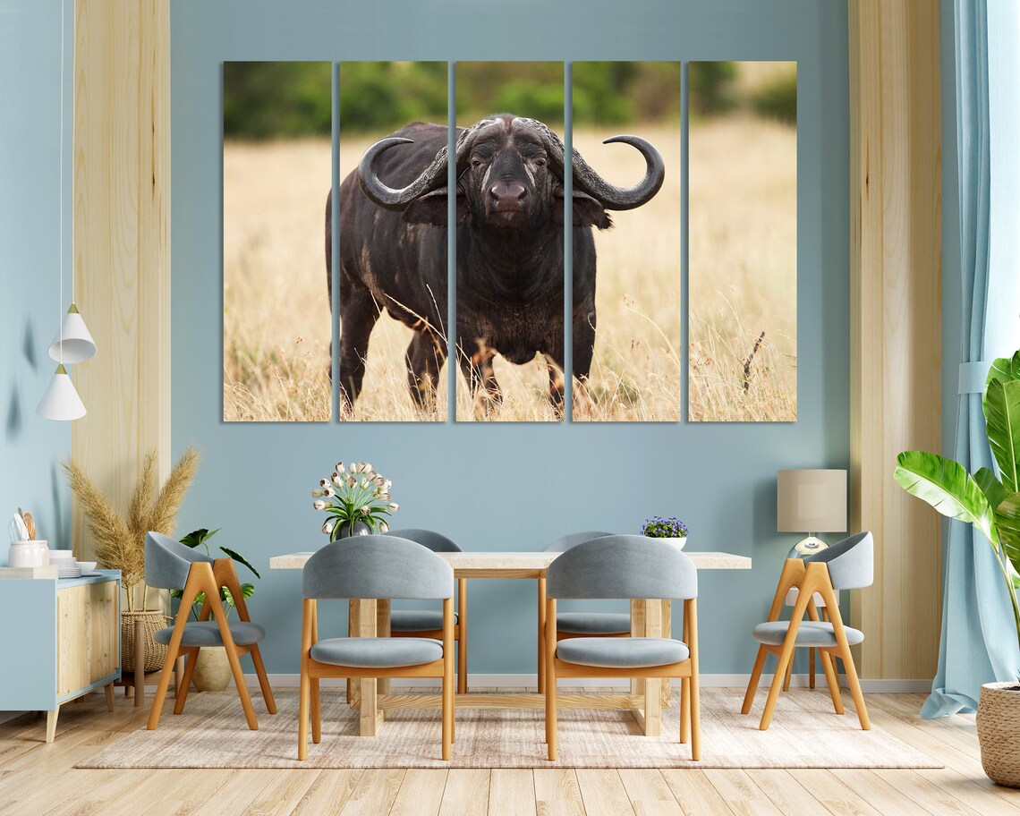 African Buffalo Front View Savanna Grassland Wildlife Photography Poster - Image 3