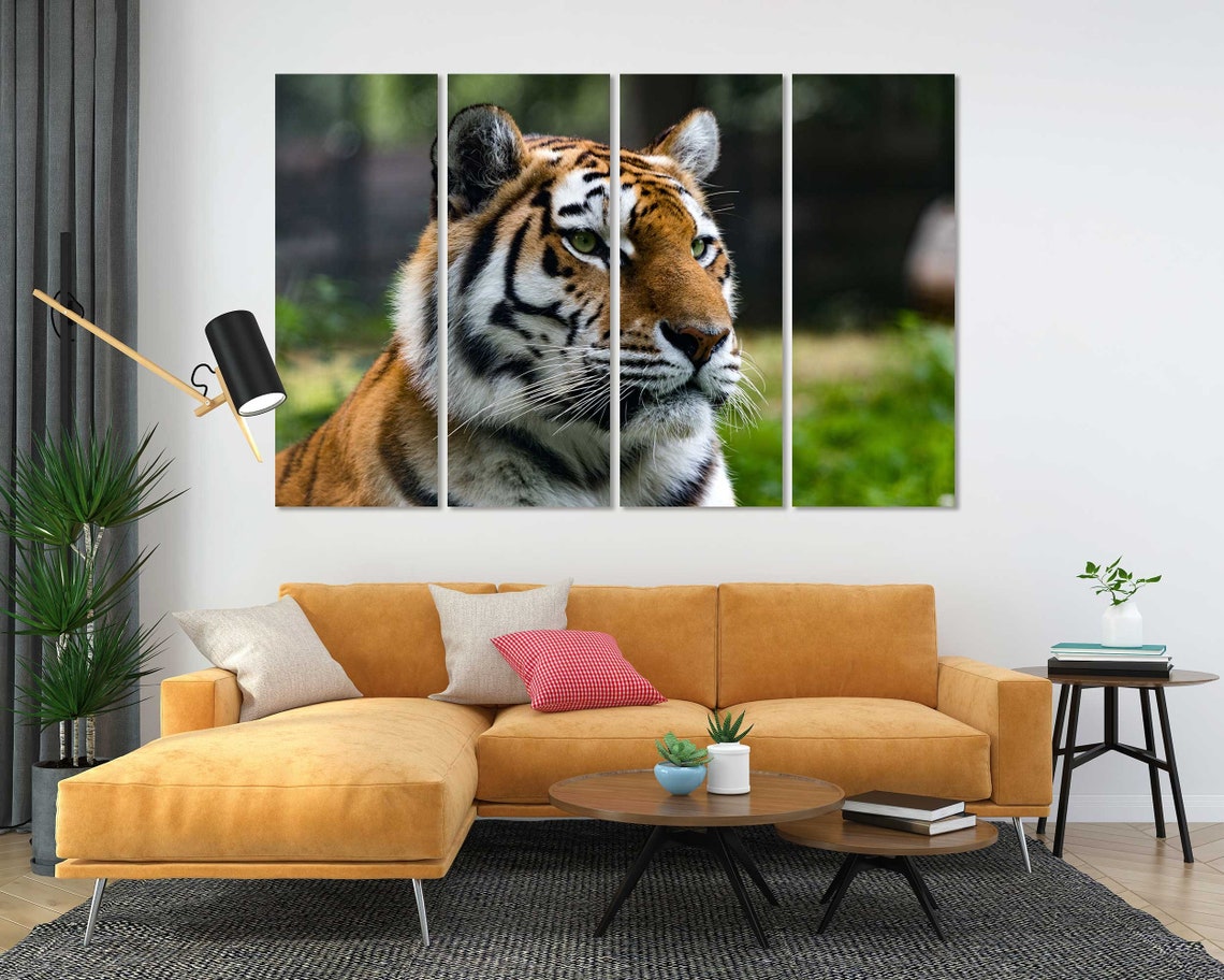 Majestic Tiger Face Close Up Portrait Green Forest Wall Poster - Image 5