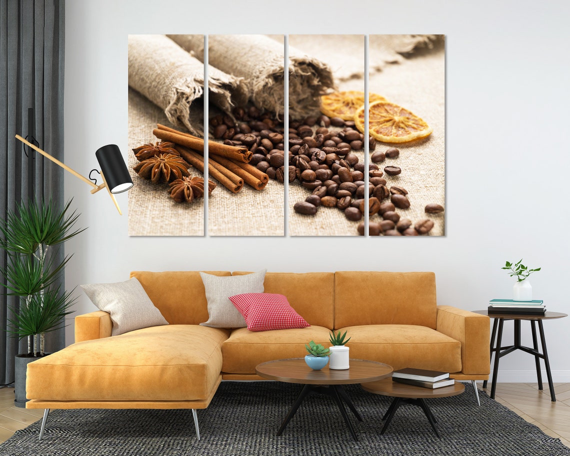 Roasted Coffee Beans Cinnamon Star Anise Rustic Kitchen Poster - Image 2