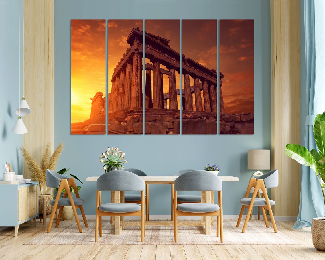 Parthenon Athens Greece Sunset Golden Columns Ancient Temple Poster - Image 3