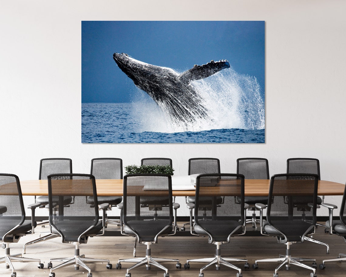 Humpback Whale Breaching Ocean Splash Blue Sea Wildlife Wall Poster - Image 4